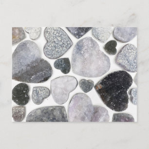 Simple Trendy Black White Crystal Heart Pattern Postcard