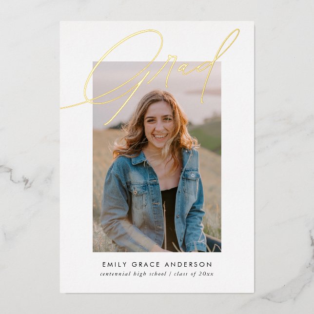 Simple Trendy Calligraphy Three Photo Graduation (Front)