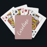 Simple Trendy Chic Rose Calligraphy Personalised  Playing Cards<br><div class="desc">Minimalist Calligraphy Personalised Name Playing Cards in Dusty Rose</div>