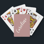 Simple Trendy Chic Rose Calligraphy Personalised  Playing Cards<br><div class="desc">Minimalist Calligraphy Personalised Name Playing Cards in Dusty Rose</div>