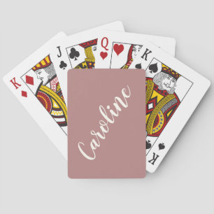 Simple Trendy Chic Rose Calligraphy Personalised Playing Cards