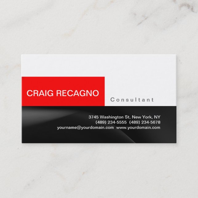 Simple Trendy Cute Black White Red Business Card (Front)