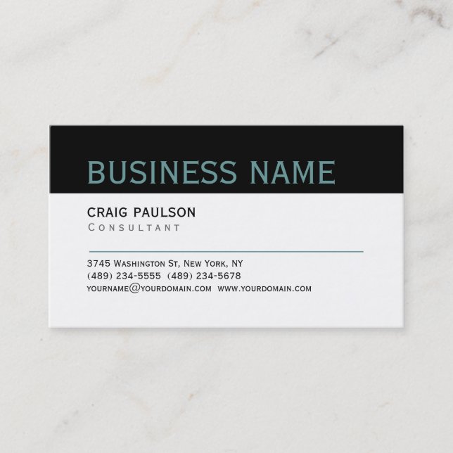 Simple Trendy Cute Plain Black White Business Card (Front)