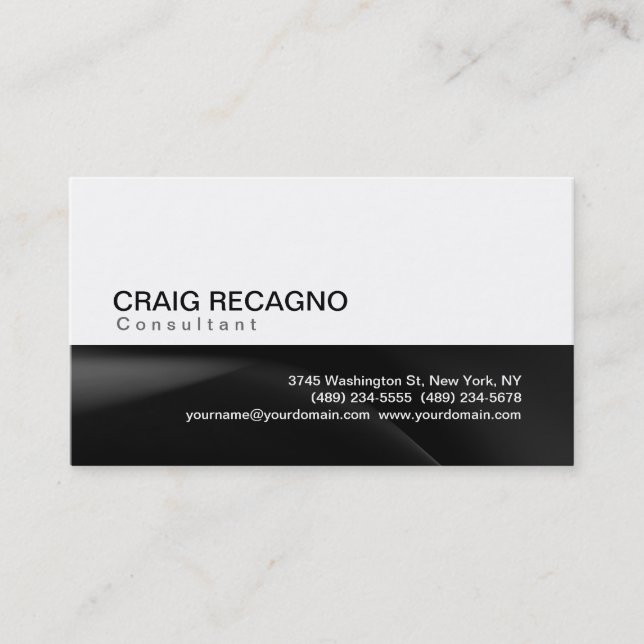Simple Trendy Cute Plain Black White Business Card (Front)