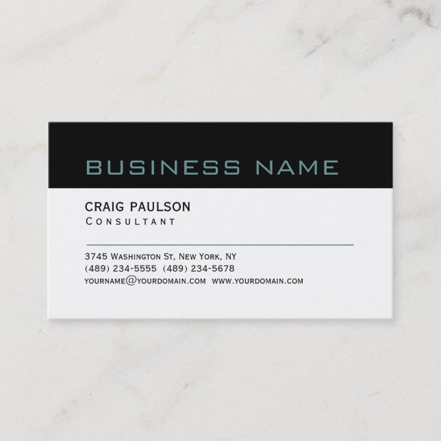 Simple Trendy Cute Plain Black White Business Card (Front)