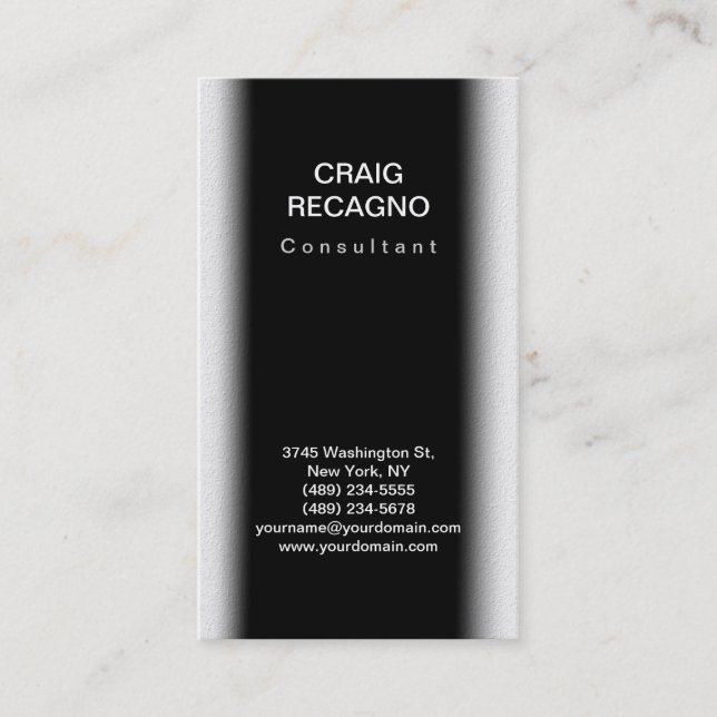 Simple Trendy Cute Plain Black White Business Card (Front)