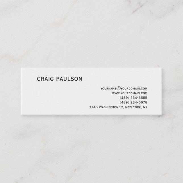 Simple Trendy Cute Plain White Business Card (Front)