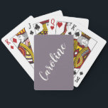 Simple Trendy Dark Purple Calligraphy Personalised Playing Cards<br><div class="desc">Minimalist Calligraphy Personalised Name Playing Cards in Dark Dusty Purple</div>