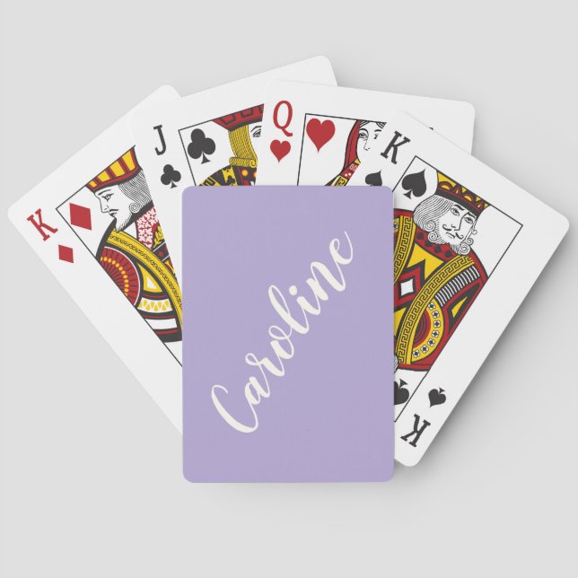 Simple Trendy Lavender Calligraphy Personalised Playing Cards (Back)