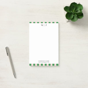 Simple Trendy Minimalist Stripes Monogram Business Post-it Notes