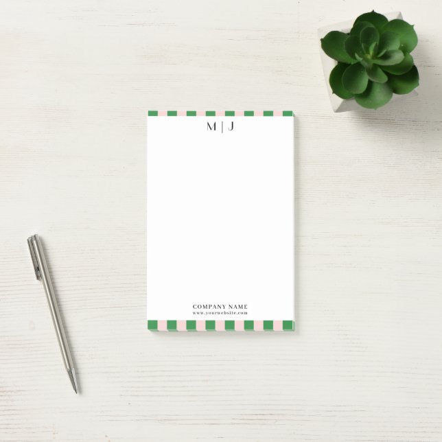 Simple Trendy Minimalist Stripes Monogram Business Post-it Notes (Office)