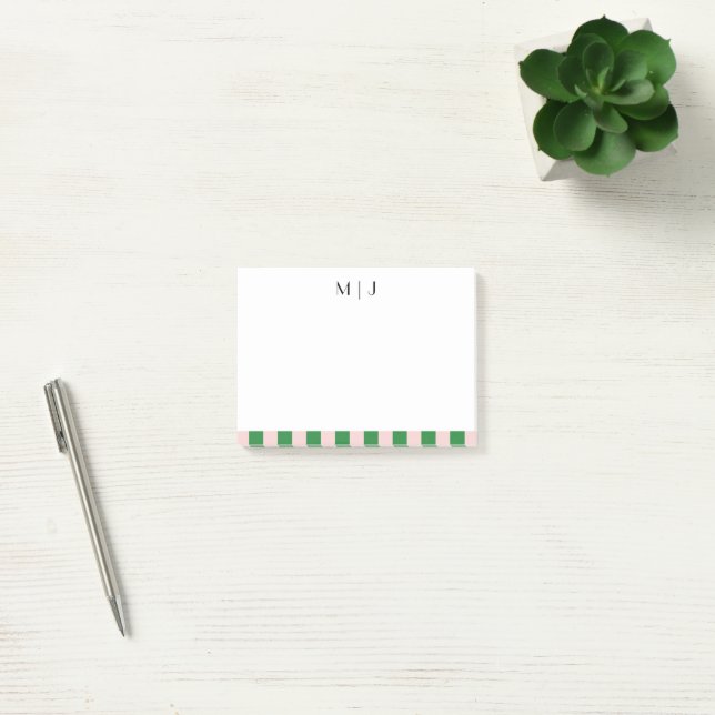 Simple Trendy Minimalist Stripes Monogram Business Post-it Notes (Office)