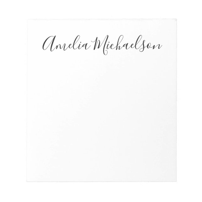 Simple trendy modern minimalist black & white notepad (Front)