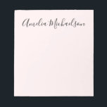 Simple trendy modern minimalist pastel pink notepad<br><div class="desc">Trendy,  simple,  modern,  minimalist notepad in pastel pink,  with elegant handwritten font in black.</div>