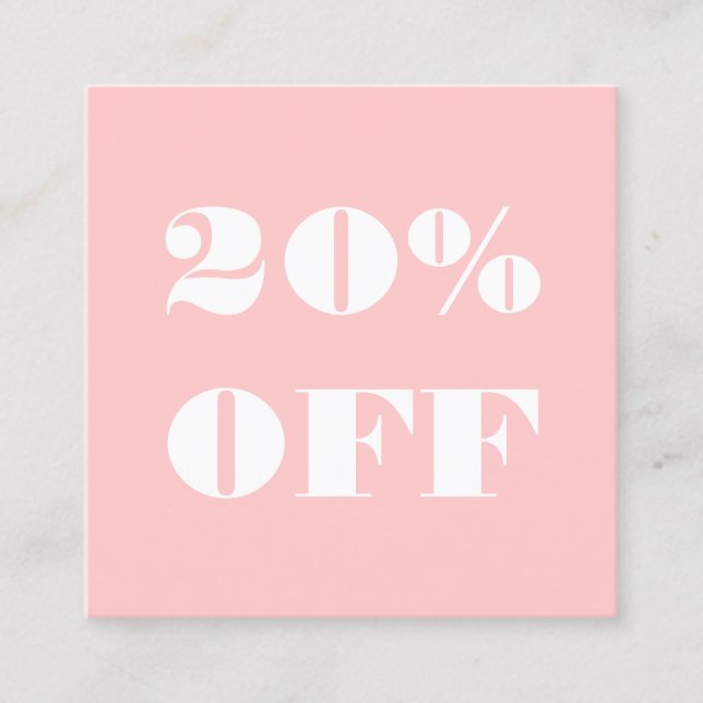 Simple trendy pastel pink minimalist modern discount card (Front)