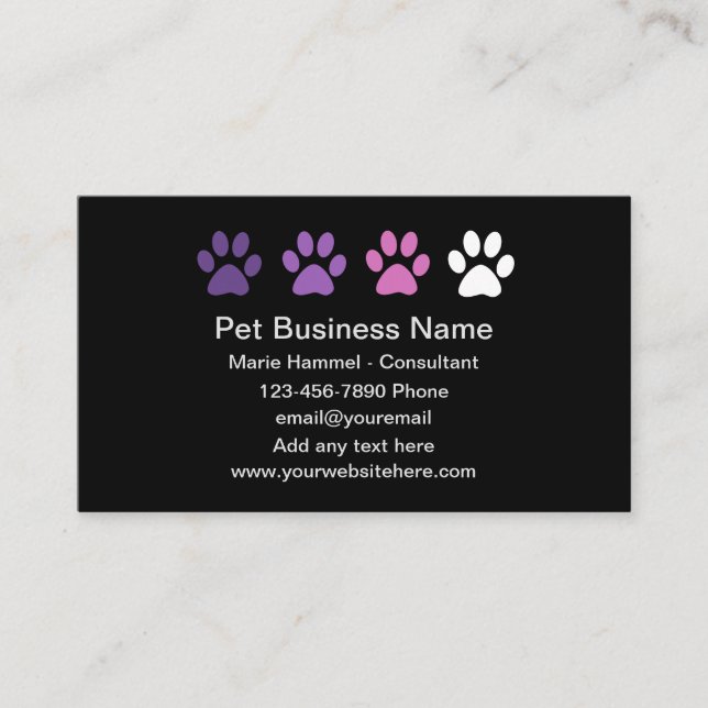 Simple Trendy Pet Service Business Cards (Front)