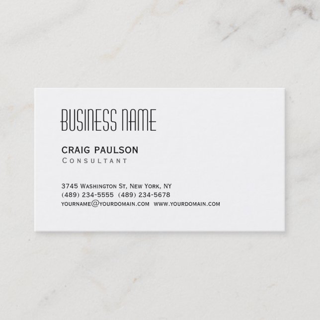 Simple Trendy Plain Black White Business Card (Front)