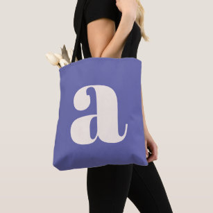 Simple Trendy Purple Bold Retro Monogram Initial Tote Bag