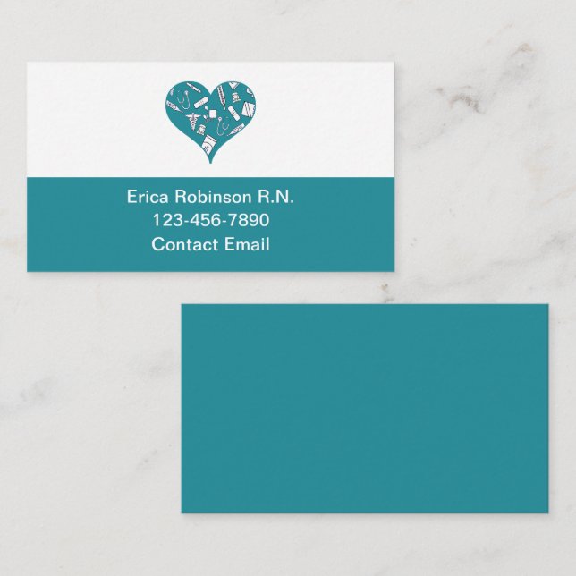Simple Trendy Registered Nurse Medical Business Card (Front/Back)