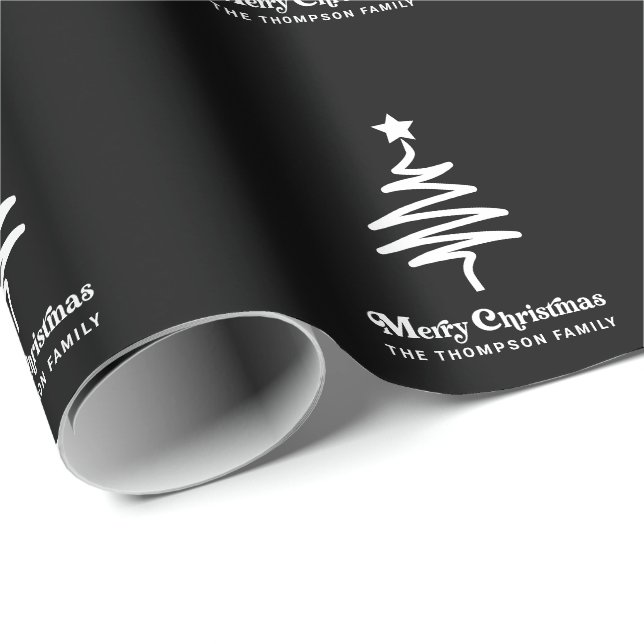 Simple Trendy Retro Black Personalised Christmas Wrapping Paper (Roll Corner)