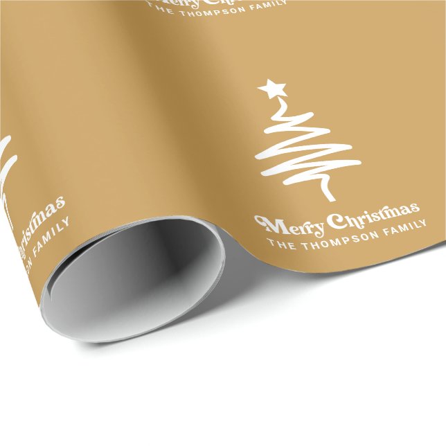 Simple Trendy Retro Gold Personalised Christmas Wrapping Paper (Roll Corner)
