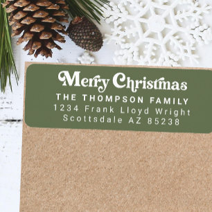 Simple Trendy Retro Green Christmas Return Address