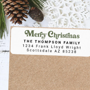 Simple Trendy Retro Green Christmas Return Address