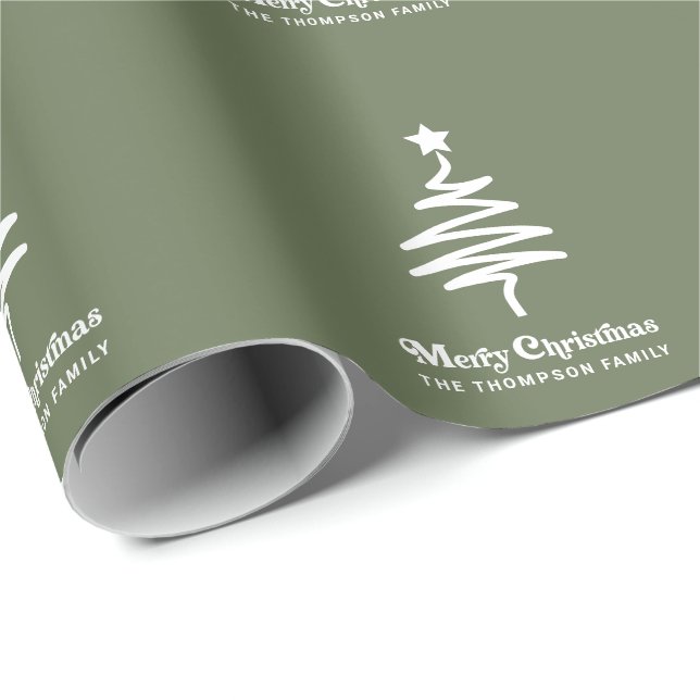 Simple Trendy Retro Green Personalised Christmas Wrapping Paper (Roll Corner)