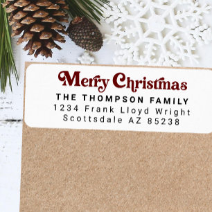 Simple Trendy Retro Red Christmas Return Address