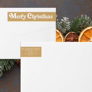 Simple Trendy Retro Red Christmas Return Address Wrap Around Label