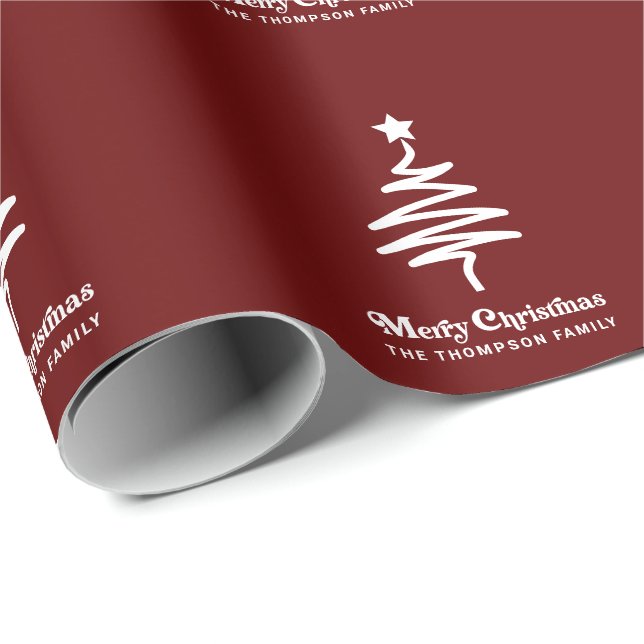 Simple Trendy Retro Red Personalised Christmas Wrapping Paper (Roll Corner)