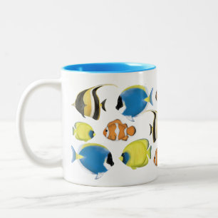 Simple Trendy Tropical Fish Ocean Minimalist Coffe Two-Tone Coffee Mug