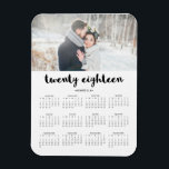 Simple Trendy Typography 2018 Photo Calendar Magnet<br><div class="desc">This modern,  stylish 2018 calendar magnet features typography that says "twenty eighteen",  personalised with your own name and photo.</div>