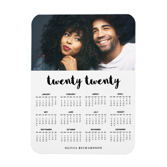 Simple Trendy Typography 2020 Photo Calendar Magnet (Vertical)