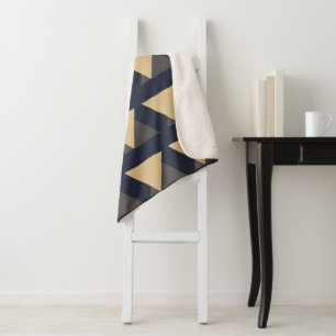 Simple Triangle Pattern in Gold and Charcoal Grey Sherpa Blanket
