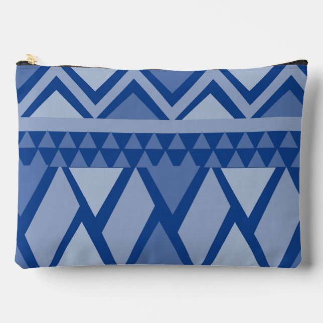 Simple Tribal Art Pattern Blue Accessory Pouch (Front)