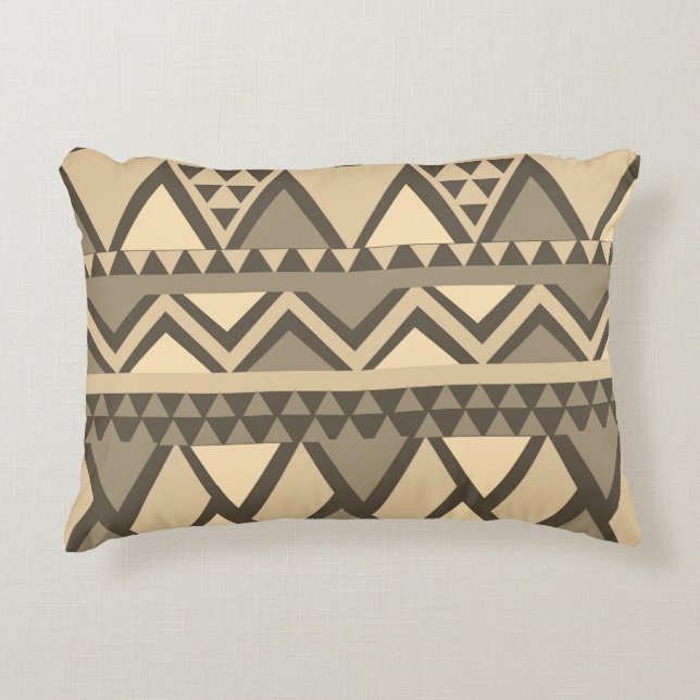 Simple Tribal Art Pattern Brown Decorative Cushion (Front)