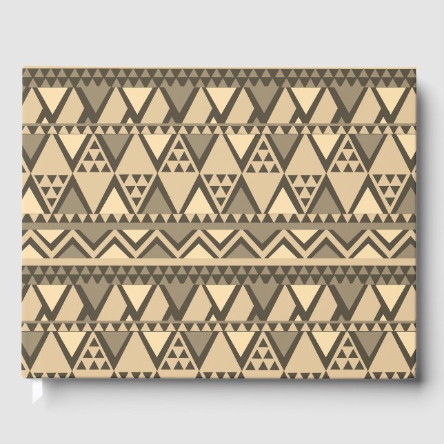 Simple Tribal Art Pattern Brown Guest Book (Front)