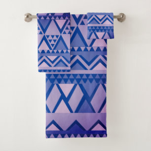 Simple Tribal Art Pattern Violet Bath Towel Set