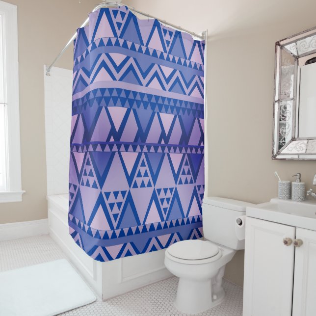Simple Tribal Art Pattern Violet Shower Curtain (In Situ)
