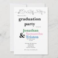 Simple Triplet Cap and Tassel Graduation