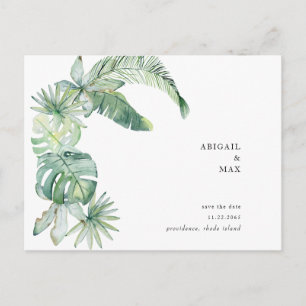 Simple Tropical Foliage Wedding Save the Date  Postcard