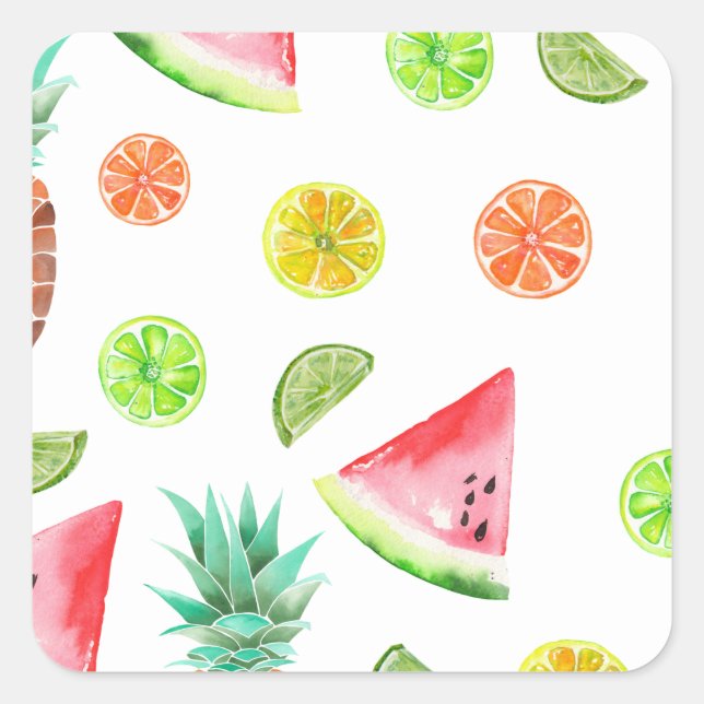 Simple Tropical Nail Art Square Sticker (Front)