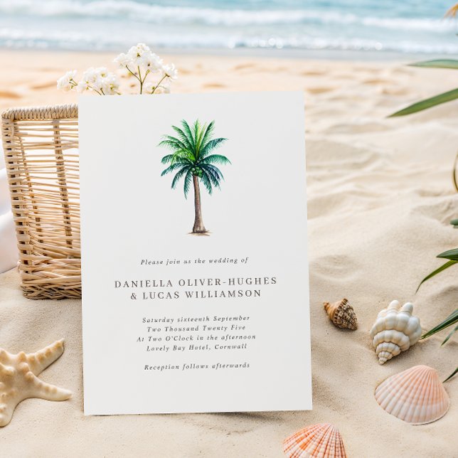 Simple Tropical Palm Tree Destination Wedding Invitation (Creator Uploaded)