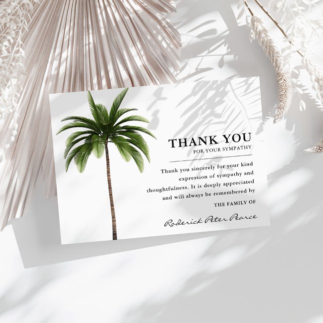 Simple Tropical Palm Tree | Funeral Thank You Card (Creator Uploaded)