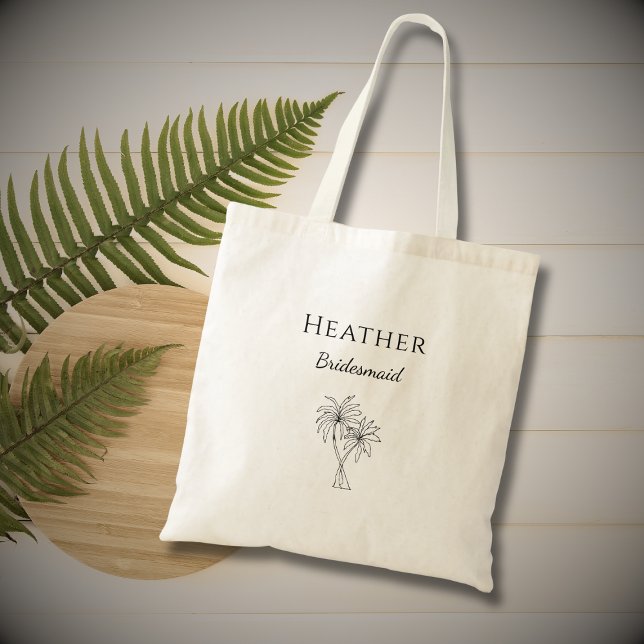 Simple Tropical Palm Trees Modern Bridesmaid  Tote Bag (Creator Uploaded)