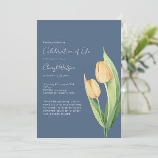 Simple Tulip Celebration of Life Funeral Invitation