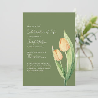 Simple Tulip Celebration of Life Funeral Invitation