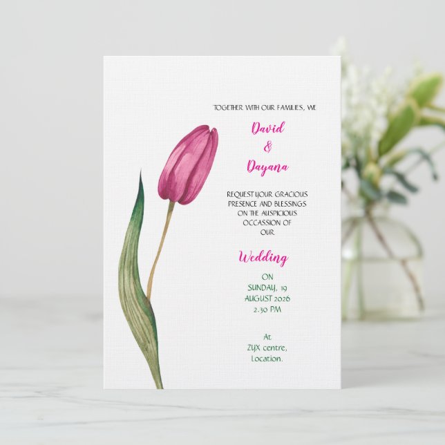 Simple tulip flower invitation (Standing Front)