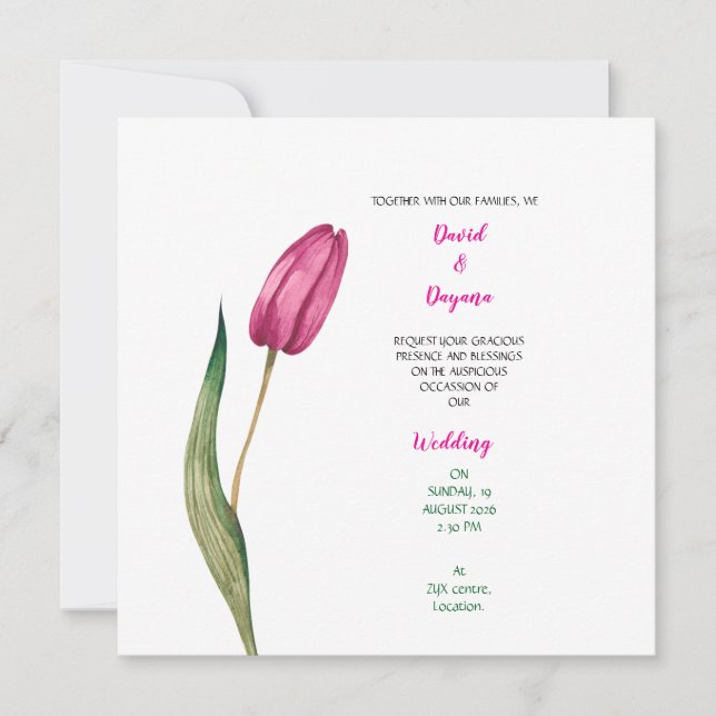 Simple tulip flower invitation (Front)